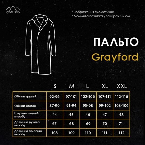 Пальто Pobedov Greyford Темно-сірий, S OWpa3153dge фото